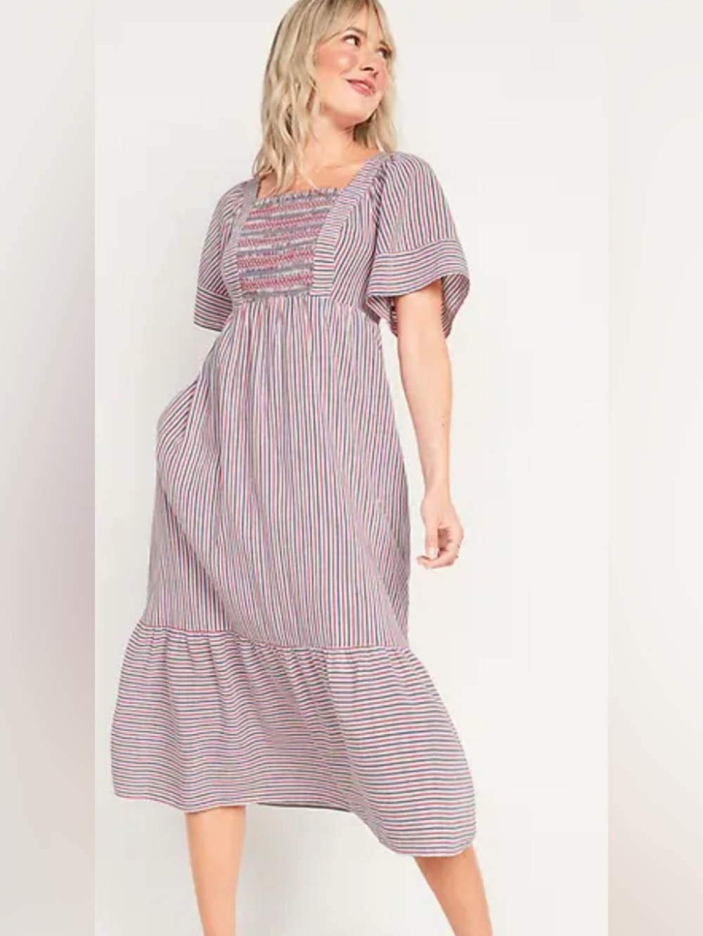 Old Navy Red White & Blue  puff sleeve dress